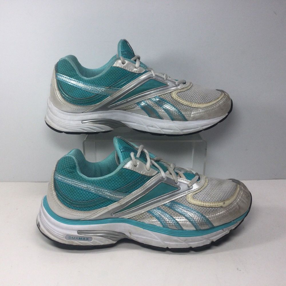Reebok DMX Max Womens Running Shoes‎ Sz 9.5 white turquoise Athletic Sneakers
